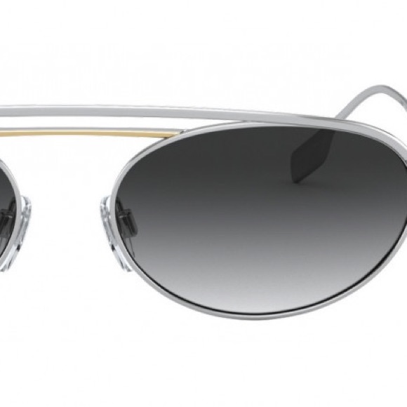BURBERRY BE 3116 WREN SILVER/GOLD/SMOKE GRADIENT OVAL SUNGLASSES - Picture 5 of 5